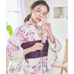 浴衣 1人で着られる浴衣5点セット（ゆかた・しわへこ帯・下駄・着付け本・腰ひも）「K」 レディース