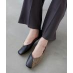 パンプス Vカットスクエアトゥバイカラーパンプス/バブーシュ