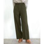 パンツ スラックス ウエストベルトデザインロングパンツ