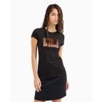 tシャツ 「A|Xアルマーニ エクスチェンジ」スパンコールBOXロゴ　 クルーネック半袖Ｔシャツ/SLIM レディース