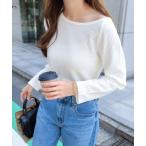 tシャツ ワッフル長袖アシメネックTシャツ レディース