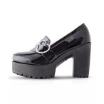 ローファー ハートバックルハイヒールローファー レディース