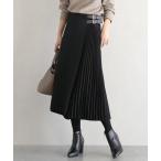 スカート プリーツ切り替えラップスカート