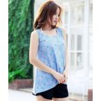 水着 カバーアップ付バックレースデザインタンキニ・ビキニ 4点セット レディース