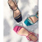 サンダル モチーフラインフラットサンダル レディース