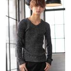 ニット コットンワイドリブ編み ／ Vネック セーター