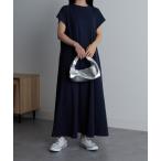ワンピース 汗染み防止/接触冷感コットンAラインボリュームTシャツワンピース