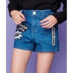 パンツ デニム ジーンズ モノトーンワッペンいっぱいショーパン キッズ