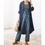 ブラウス シャツ 「羽織りに/オフィスカジュアル/冷房対策」リネンライク裾スリットロングシャツ レディース