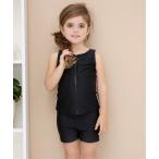 水着 女児 前ジッパー 袖無し セパレート スクール水着 ガールズ キッズ 子供 女の子