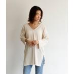 tシャツ Tシャツ Vネックスリットリブチュニック