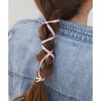 ヘアアクセサリー サテン紐ワイヤーポニー/ゴム付き レディース
