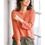 ショッピングベルーナ ニット セーター ラメ調麻入り編地ボーダー柄ニット レディース