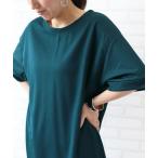 チュニック かのこ素材裾ラウンドチュニックワンピース