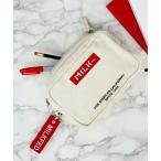 ポーチ EMBROIDERED BAR DOUBLE ZIP POUCH