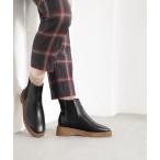 ブーツ 軽量プラットフォームソールのスクエアトゥサイドゴアブーツ