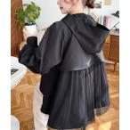 マウンテンパーカー ウインドブレーカー コットンライクツイルバックチュールレイヤードマウンテンパーカー レディース