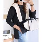 tシャツ Tシャツ きれいめポンチ長袖サイドスリットトップス