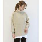 ニット 片畔ハイネックボリュームニットプルオーバー