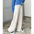 パンツ サテンミニプリーツストレートパンツ