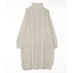 ワンピース 「１枚で楽ちんに着映えする」 ケーブル編み ゆったりタートル ニットワンピース