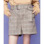 パンツ ベルト付起毛チェックショーパン キッズ