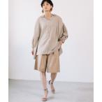 パンツ フェイクレザータックワイドハーフパンツ レディース