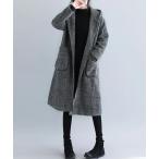 ショッピング生地 コート アウター グレンチェックゆったりコート レディース