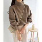 ニット ストレッチハイネックニットトップス