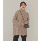 ニット セーター ハイネックダメージニットトップス レディース