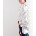 シャツ ブラウス 一枚で上級者見え。綿100％、バンドカラーストライプシャツ