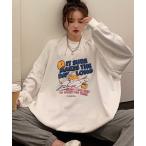 トレーナー スウェット duckプリント 古着風 オーバーサイズ 長袖 スウェット トレーナー メンズ レディース