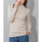 tシャツ コットンリブタートルネックプルオーバー レディース