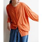 カーディガン コットンリネン ドロップショルダー カーディガン レディース