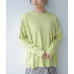 ニット フロントスリットクルーネックニットプルオーバー