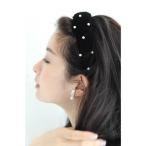 カチューシャ （黒）艶めきパールのぷっくりカチューシャ ヘアバンド
