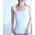 タンクトップ ノースリーブ 「新素材コットンブレンド」綿混素材で汗吸収。今までなくてごめんなさい！レース服用ブラ紐隠し綿混インナー スクエアタンクトッ