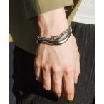 バングル オーバル チェーン ブレスレット ＆ スウェル ライン メタル バングル