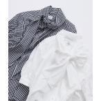 ブラウス シャツ タイプライター無地/ギンガム 5分袖ボウタイブラウス レディース