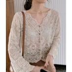 カーディガン ナチュラルレースショートカーディガン レディース