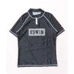 ラッシュガード 「EDWIN/エドウィン」キッズ半袖ハーフジップデニム柄ラッシュガード　UPF50＋ キッズ 子供 男の子