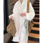 シャツワンピース 大人カジュアル　ミディ丈シャツワンピース