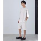 ルームウェア パジャマ 【セットアップ】カットジョーゼットリラックスストレッチ ワイドモックネック半袖Tシャツ＆1タックショートパンツ ワンマイルウェ