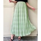 スカート シャーリングプリーツマキシ丈スカート