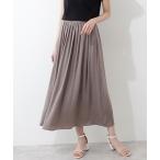 マルチサイズ スカート サテンギャザーミディスカート