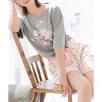 パジャマ ルームウェア レーヨンブレンドＴシャツ＆ショートパンツ レディース