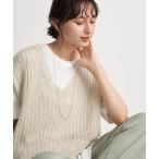 ベスト SET2点透かし編ニットベスト+ラウンドヘムチュニック ＊