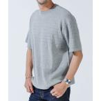 ニット リンクス柄切替クルーネックルーズニット 半袖