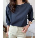 シャツ ブラウス 五分袖ボートネックブラウス