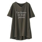 tシャツ 綿１００％ドレープ切替ロゴプルオーバー レディース